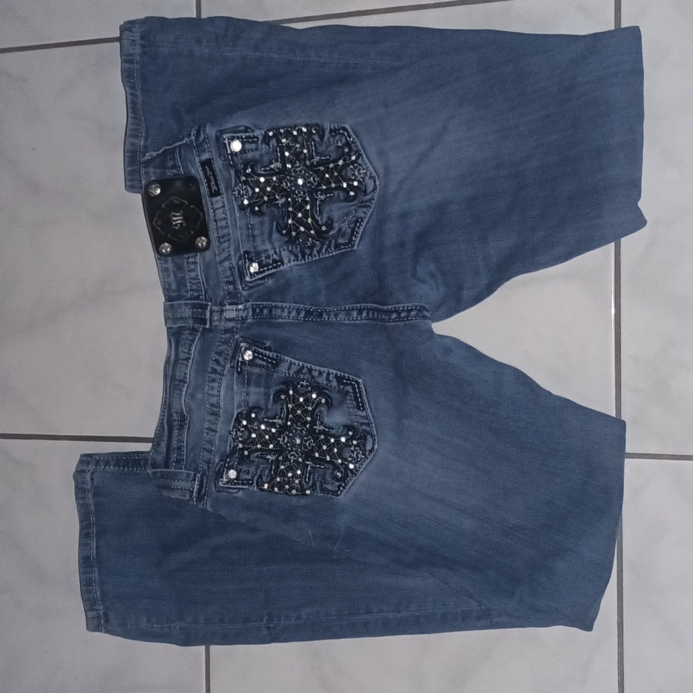 Miss Me size 28 cross pocket bling jeans